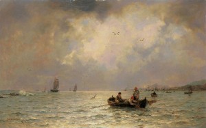 Fishermen on the sea